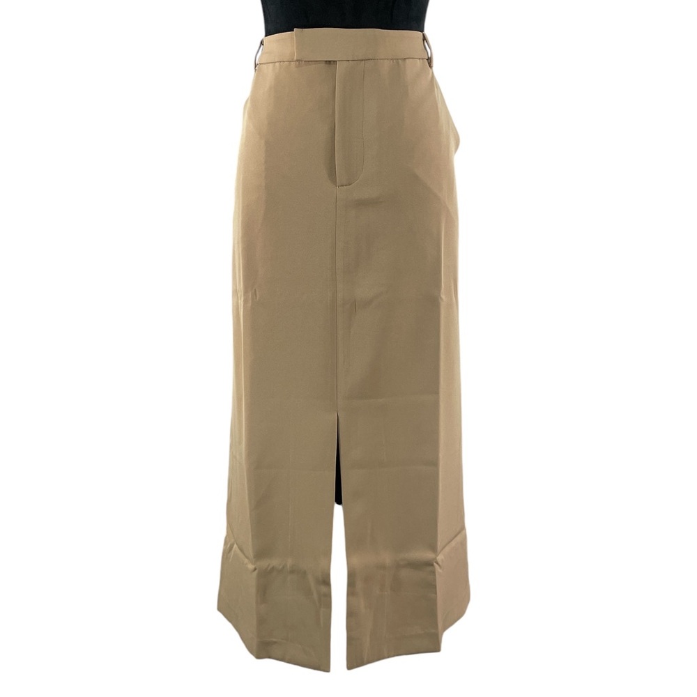 Tan, Khaki high waisted tailored skirt, front slit, Midi skirt, size 10,New - Picture 10 of 10